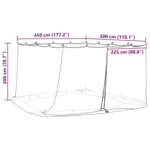 Комарна мрежа за беседка 220 mesh Черно 4,5 x 3 x 2 м Полиестер