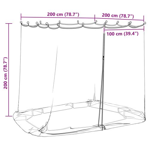 Комарна мрежа за беседка 220 mesh Бяло 2 x 2 x 2 m Полиестер