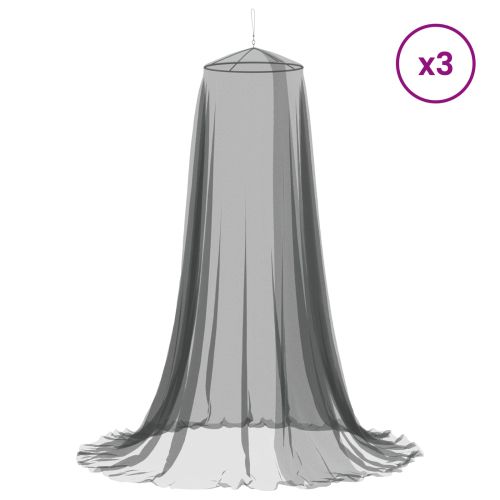 Мрежа против комари за легло 3 pcs 156 mesh Черно ⌀56 x 220 см