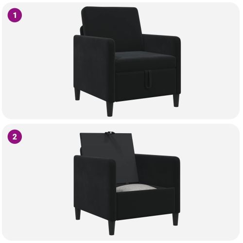 Диван с storage Черно 72 x 78 x 87 см Полиестер