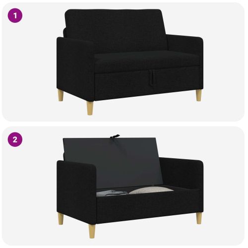Диван с storage Черно 122 x 78 x 87 см Полиестер