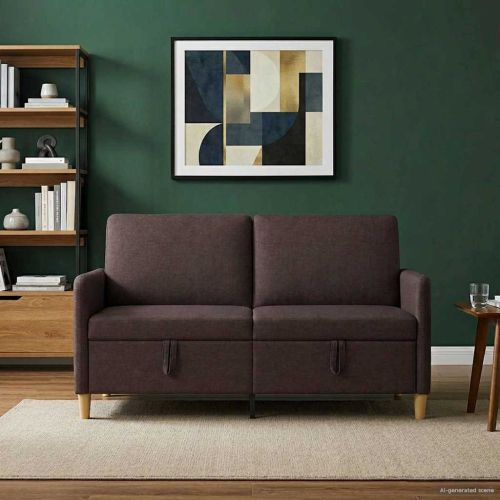 Диван с storage Тъмен кафяв 152 x 78 x 87 см Полиестер