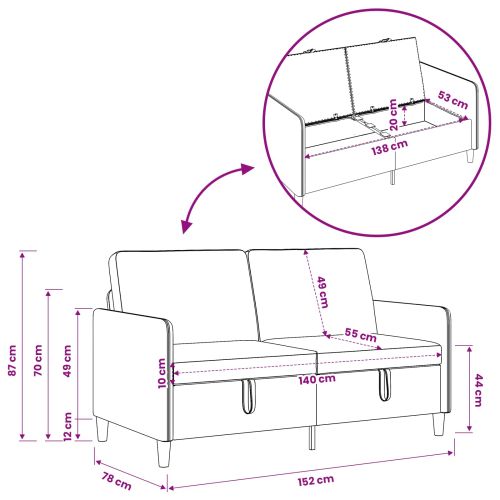 Диван с storage Синьо 152 x 78 x 87 см Полиестер