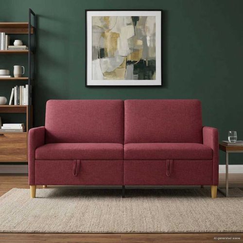 Диван с storage Виненочервен 172 x 78 x 87 см Полиестер