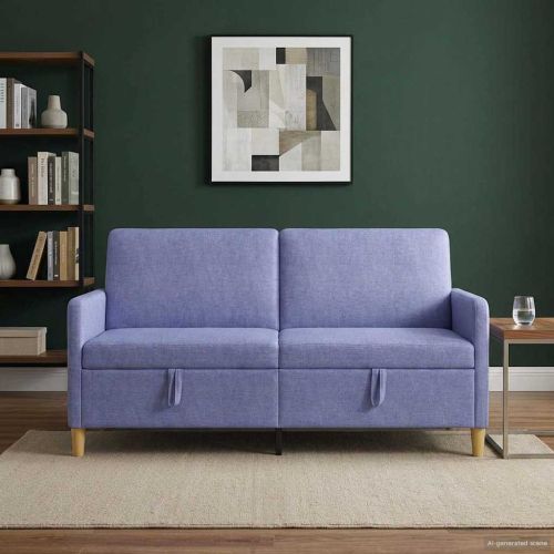 Диван с storage Дънково син 172 x 78 x 87 см Полиестер