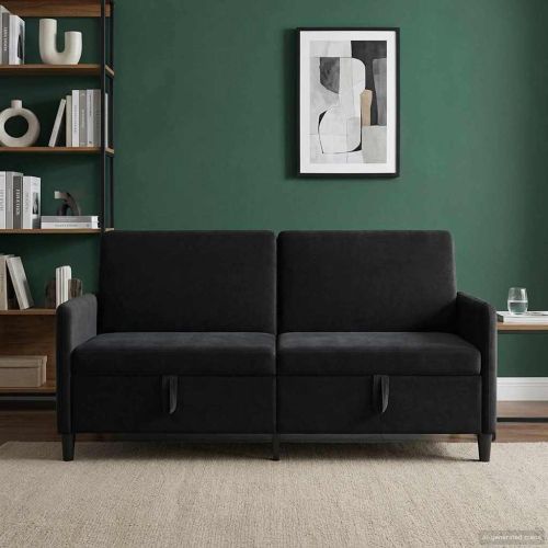 Диван с storage Черно 172 x 78 x 87 см Полиестер