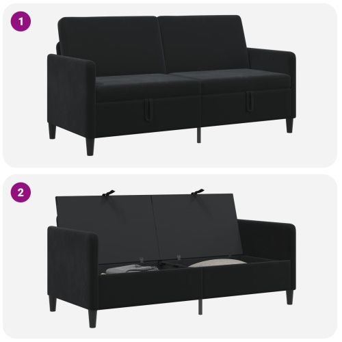 Диван с storage Черно 172 x 78 x 87 см Полиестер