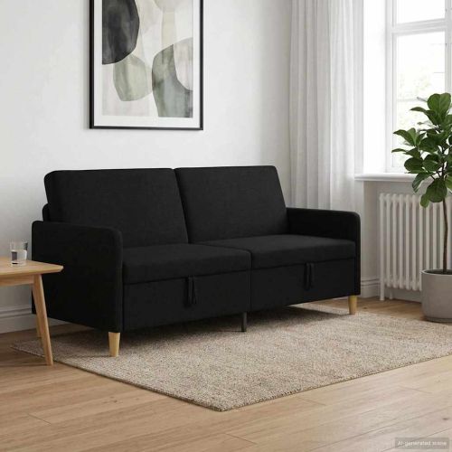 Диван с storage Черно 192 x 78 x 87 см Полиестер