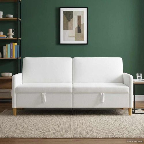 Диван с storage Бяло 192 x 78 x 87 см Полиестер