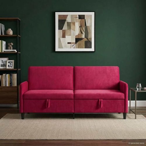 Диван с storage Виненочервен 192 x 78 x 87 см Полиестер