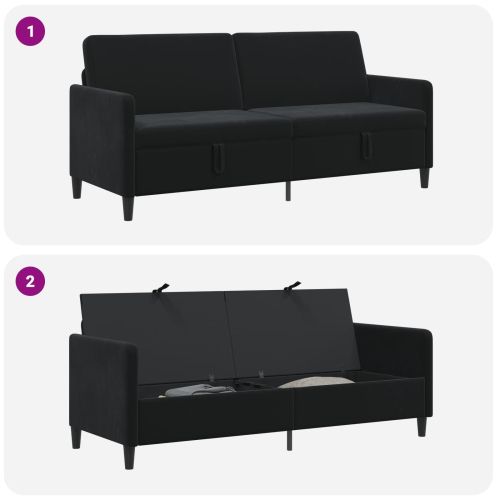 Диван с storage Черно 192 x 78 x 87 см Полиестер