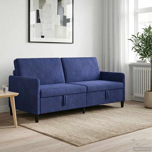 Диван с storage Полицейско синьо 192 x 78 x 87 см Полиестер