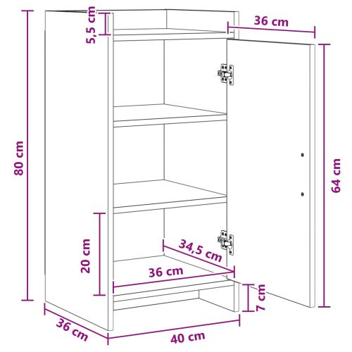 Служебен шкаф Опушен дъб 40 x 36 x 80 см Инженерна дървесина