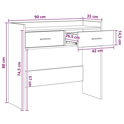 Конзолна маса Сив Сонома 90 x 35 x 80 см Инженерна дървесина