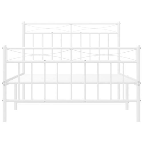 Метална рамка за легло с горна и долна табла, бяла, 100x200 см