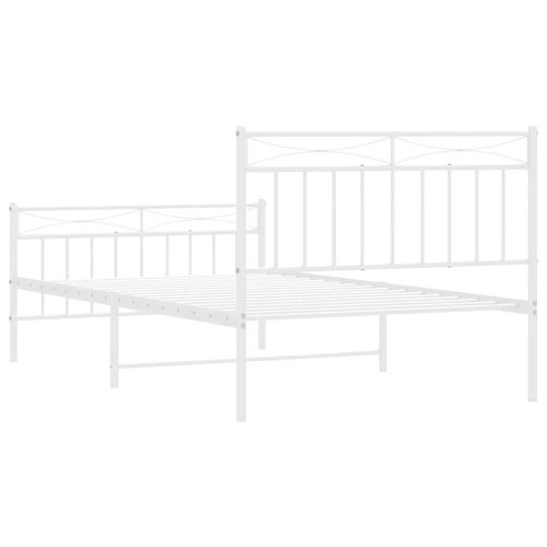 Метална рамка за легло с горна и долна табла, бяла, 100x200 см