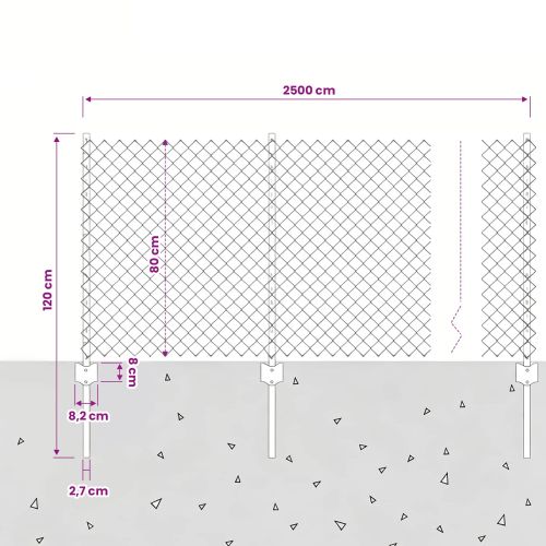 Оградна мрежа за открито с пост 25 x 0,8 m Сиво Мрежа