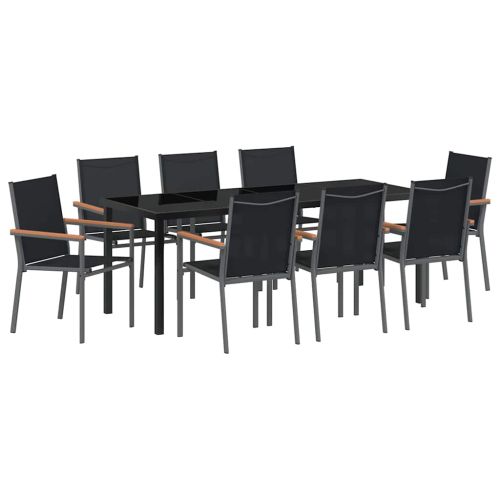Комплект за хранене в градината 9 pcs Черно