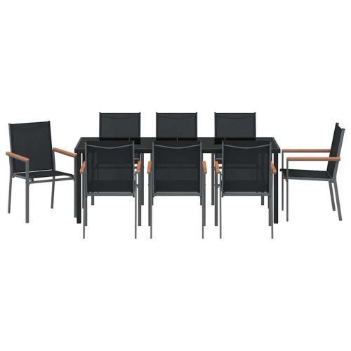 Комплект за хранене в градината 9 pcs Черно