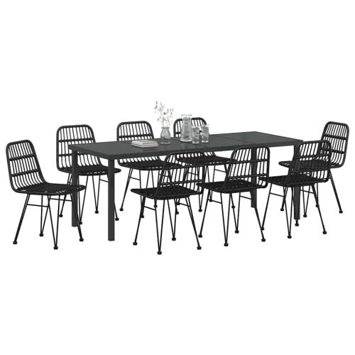 Комплект за хранене в градината 9 pcs Черно