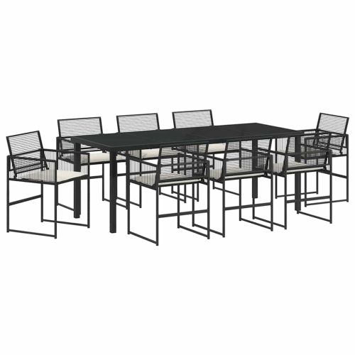 Комплект за хранене в градината 9 pcs Черно полиратан