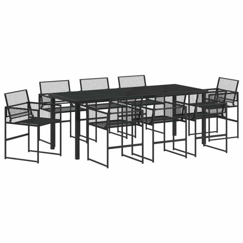Комплект за хранене в градината 9 pcs Черно полиратан