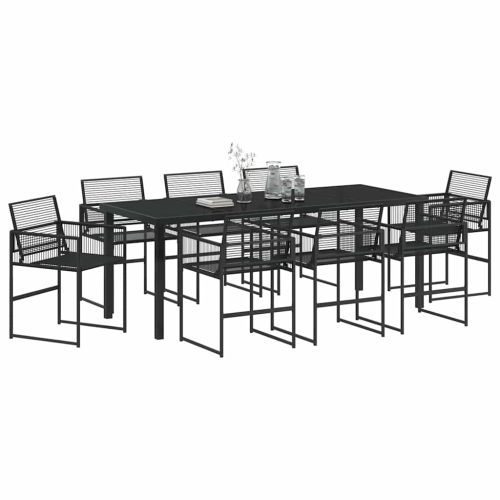 Комплект за хранене в градината 9 pcs Черно полиратан