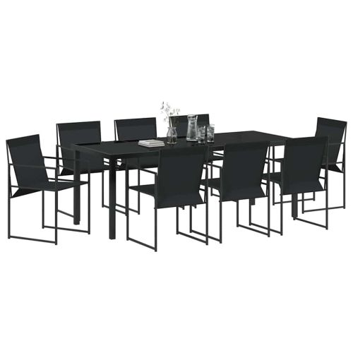 Комплект за хранене в градината 9 pcs Черно Текстилен и стомана
