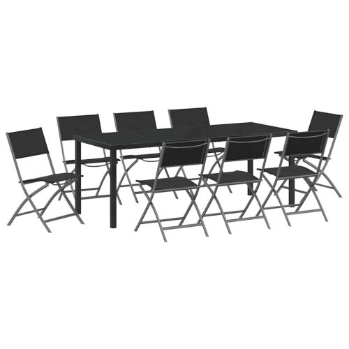 Комплект за хранене в градината 9 pcs Черно