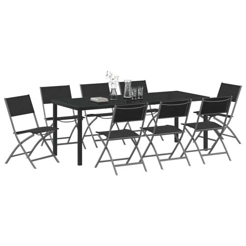 Комплект за хранене в градината 9 pcs Черно