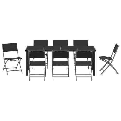 Комплект за хранене в градината 9 pcs Черно