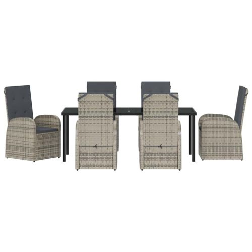Комплект за хранене в градината 7 pcs Сив полиратан