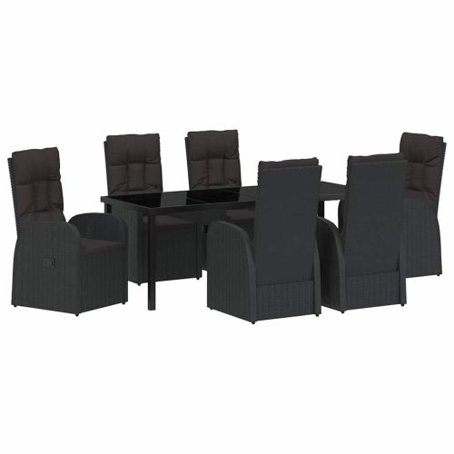 Комплект за хранене в градината 7 pcs Черно полиратан