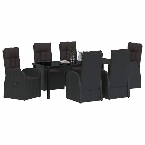 Комплект за хранене в градината 7 pcs Черно полиратан