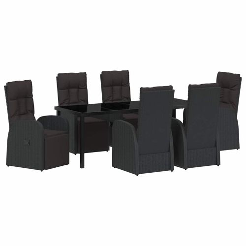 Комплект за хранене в градината 7 pcs Черно полиратан