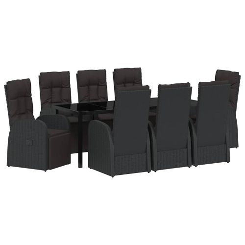 Комплект за хранене в градината 9 pcs Черно полиратан