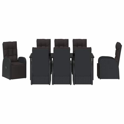 Комплект за хранене в градината 9 pcs Черно полиратан