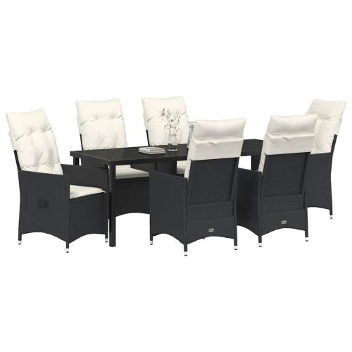 Комплект за хранене в градината 7 pcs Черно полиратан