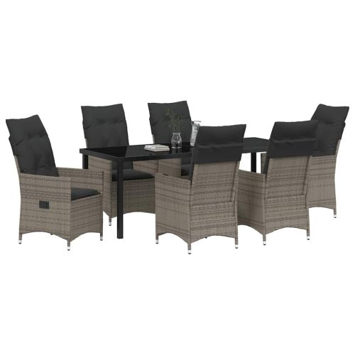 Комплект за хранене в градината 7 pcs Сив полиратан
