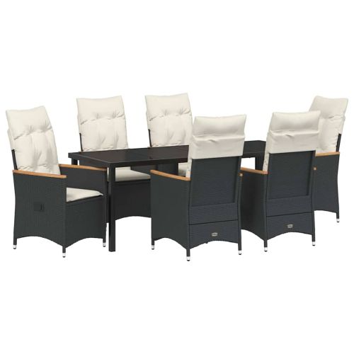 Комплект за хранене в градината 7 pcs Черно полиратан