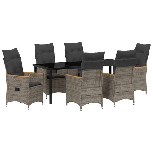 Комплект за хранене в градината 7 pcs Сив полиратан