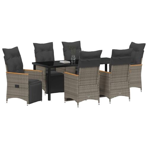 Комплект за хранене в градината 7 pcs Сив полиратан