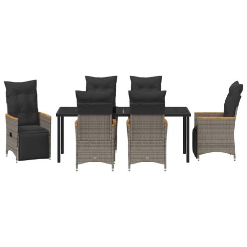 Комплект за хранене в градината 7 pcs Сив полиратан