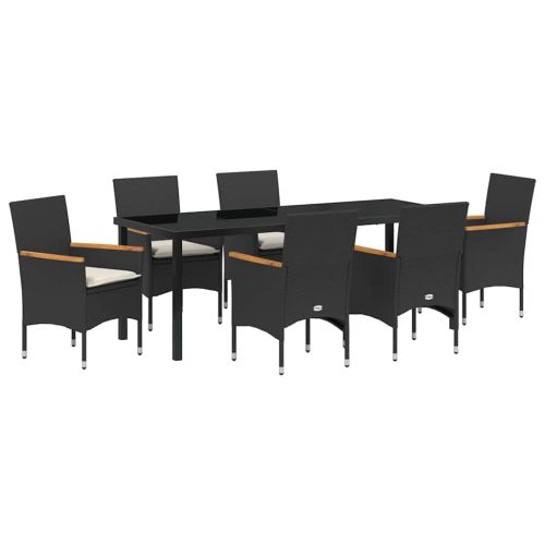 Комплект за хранене в градината 7 pcs Черно полиратан