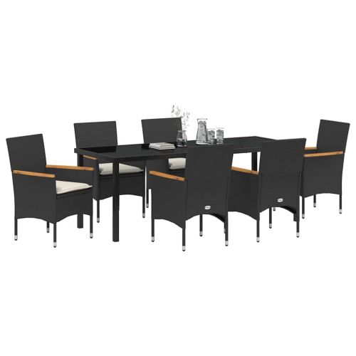 Комплект за хранене в градината 7 pcs Черно полиратан