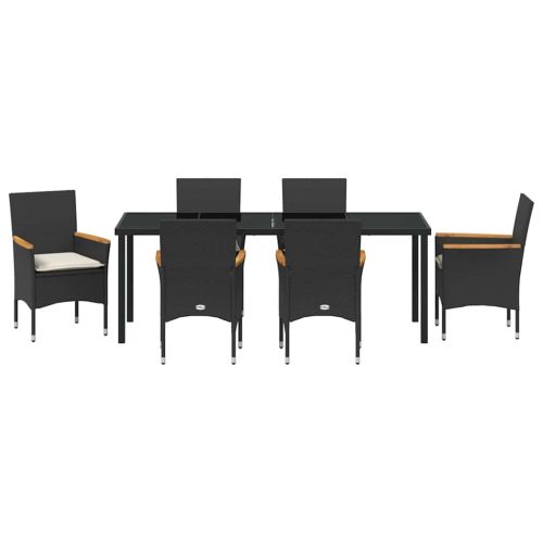 Комплект за хранене в градината 7 pcs Черно полиратан