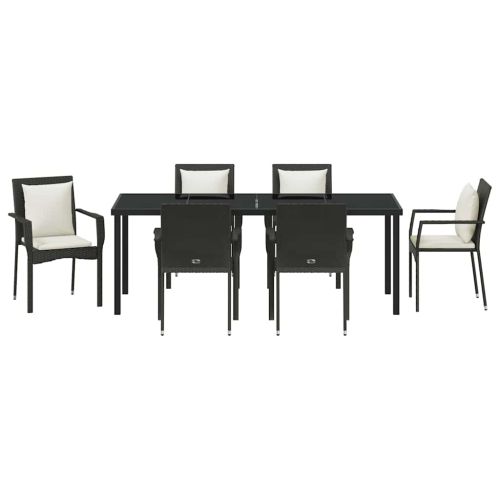 Комплект за хранене в градината 7 pcs Черно полиратан