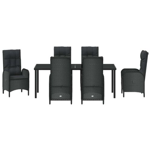 Комплект за хранене в градината 7 pcs Черно полиратан