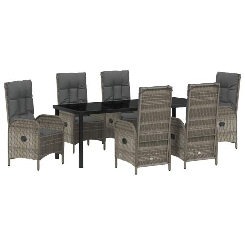 Комплект за хранене в градината 7 pcs Сив полиратан