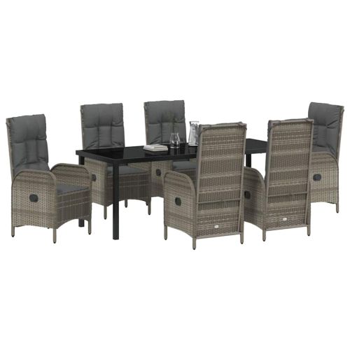 Комплект за хранене в градината 7 pcs Сив полиратан